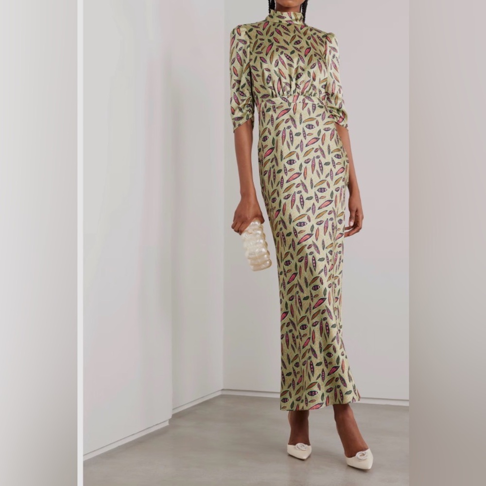 SALONI Adele printed silk-satin maxi